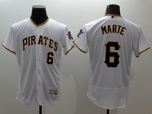 Pirates #6 Starling Marte White Flexbase Authentic Collection Stitched MLB Jersey - Click Image to Close